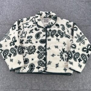 Kith Pinehurst Sherpa Fleece Bomber Jacket Mens Medium White Paisley Western